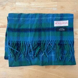 NEW Wool Scarf from Ireland Blue Green Plaid